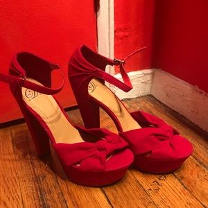 Never Worn Red Wedge Heels